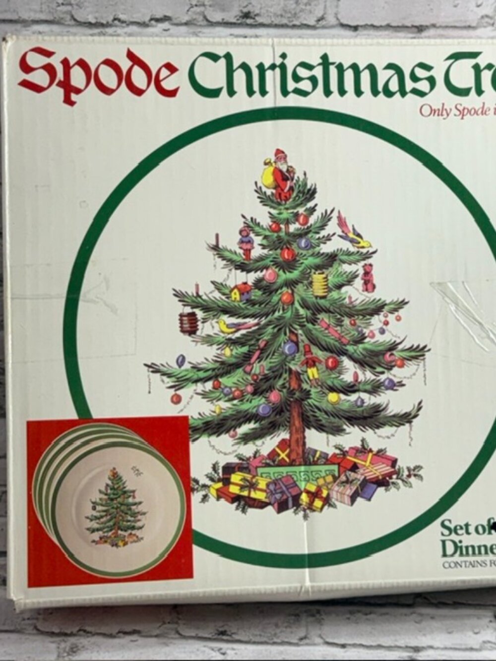 Vintage Spode Christmas Tree Set 5 Dinner Plates Box Holiday Retired Limited